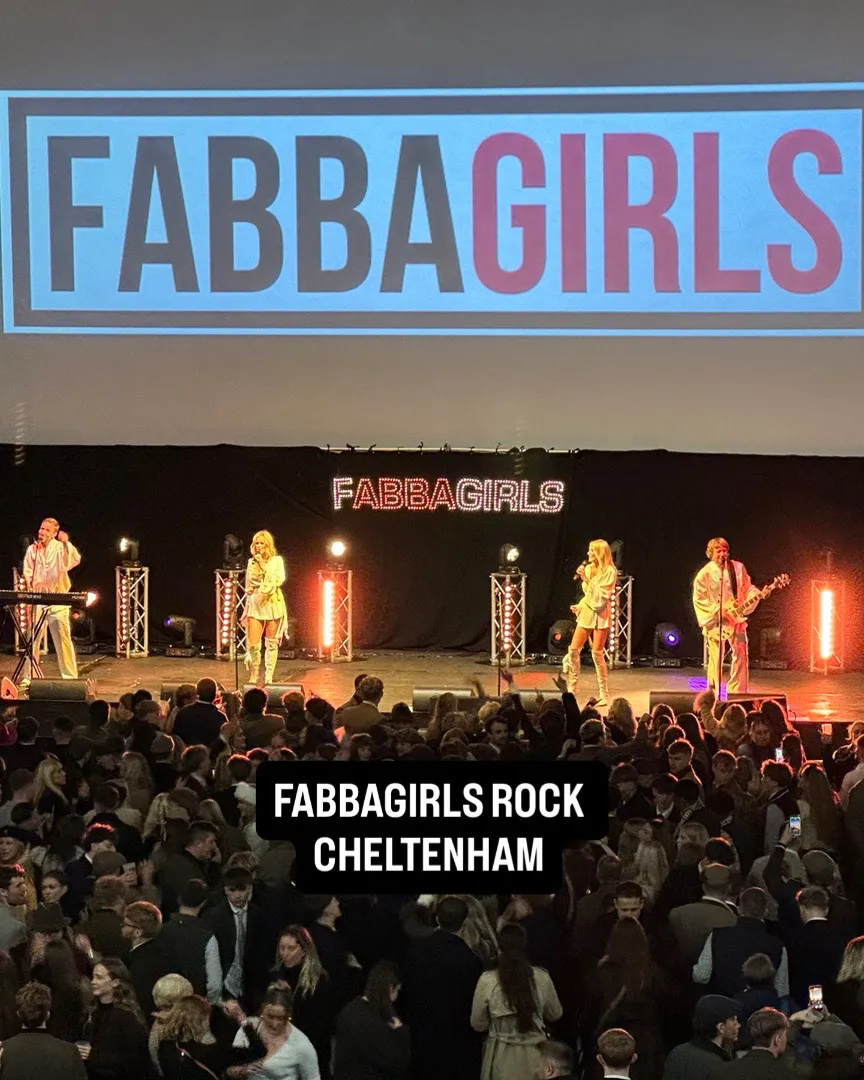 FABBAGIRLS ABBA tribute band performing live on stage in Cheltenham